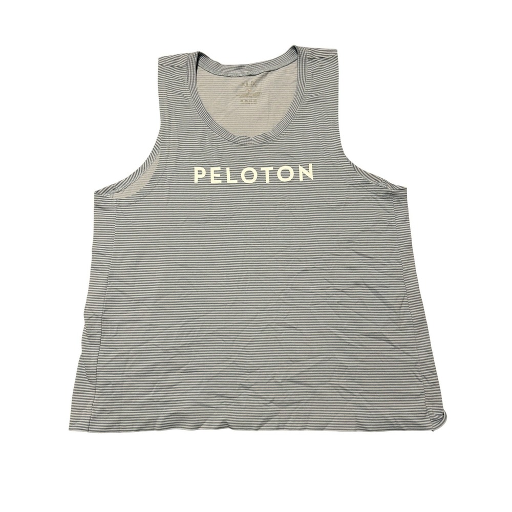 NUX x Peloton Womens Grey Striped Sleeveless Activewear Workout Tank Top Size S